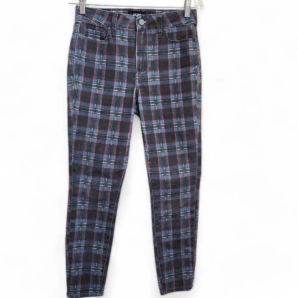 Paige Hoxton Tartan Skinny Jeans‎ Women Size 26 Black Atlantic Plain Academia